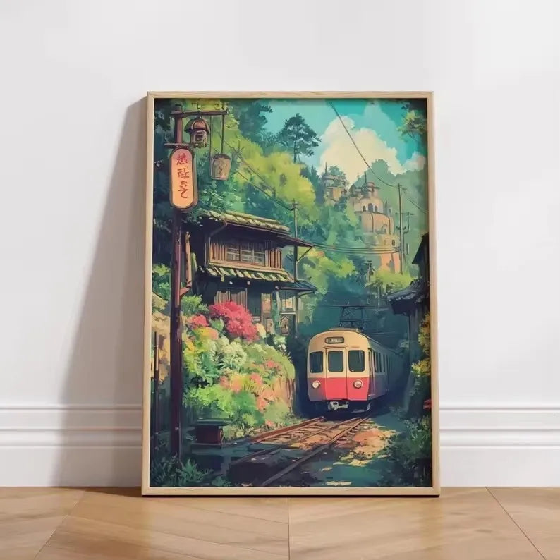 Toile Imprimée Paysage Japonais Rétro — Art Mural Décoration Maison