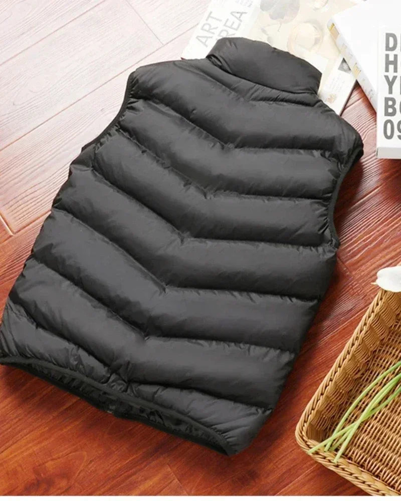 Men's Sleeveless Puffer Coats, Solid Color Down Vest, Winter Warm Gilet, Outerwear, Windbreaker, New Collection 2024