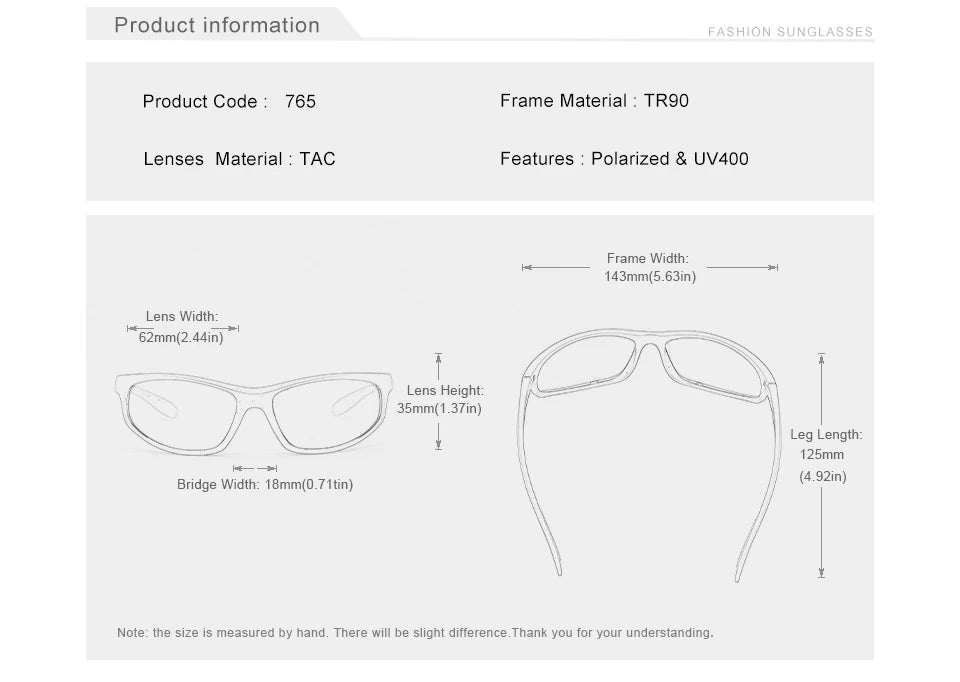 Lunettes de soleil sport homme polarisées TR90 — cadre miroir, protection solaire