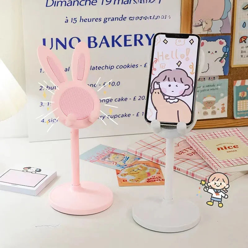 Le support de téléphone portable lapin mignon, peut soulever et ajuster les accessoires de téléphone de bureau, support de téléphone, poignée de téléphone