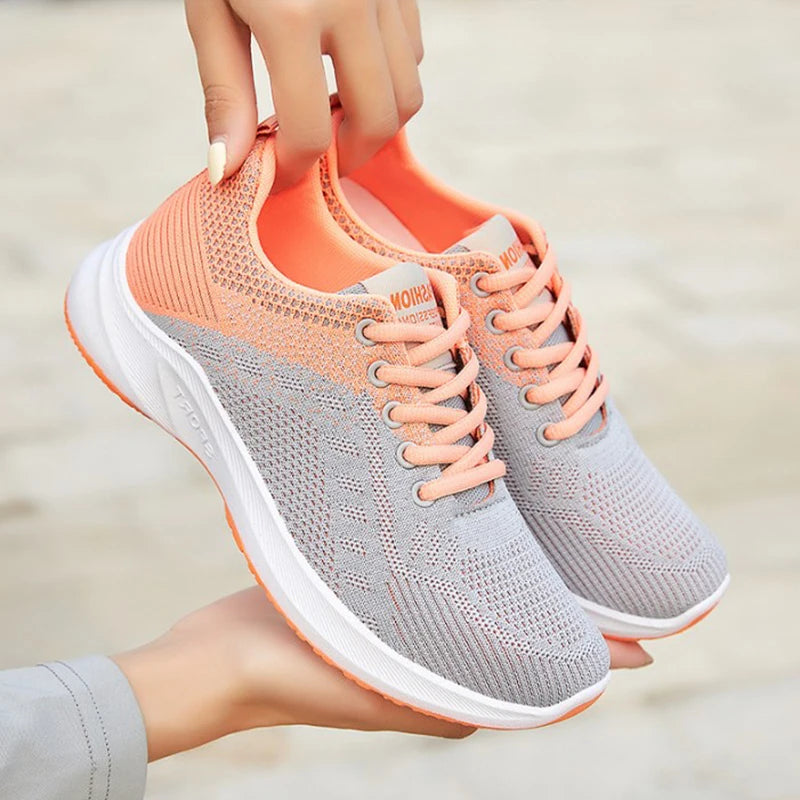 Women's Tennis 2025 Women's Vulcanized Shoes Air Mesh Lightweight Soft Sneakers Women's Flats Lace-Up Platform Casual Shoes Women's Sneakers