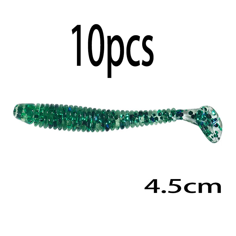 Leurre souple en silicone 4,5 cm avec queue en T — nageur, pêche carpe, black-bass, brochet