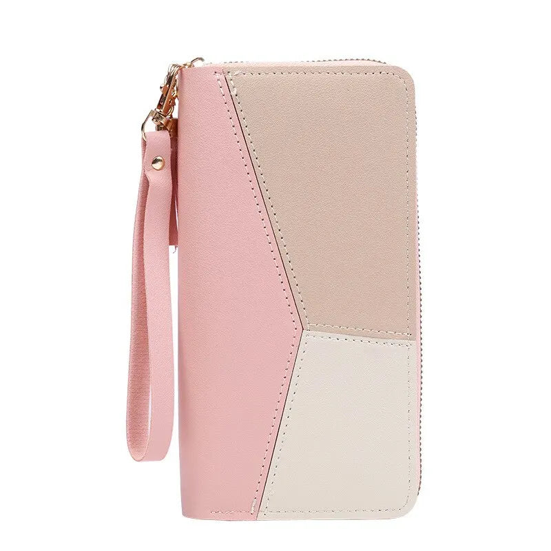 Moda cremallera carteras mujeres monedero de cuero PU titular de la tarjeta Billfold cartera larga
