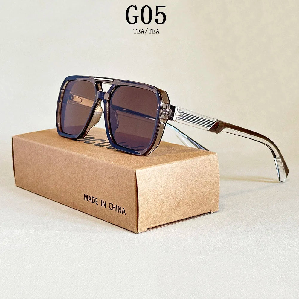 Lunettes de soleil carrées pour hommes — vacances, mode, vintage, femmes, 2025