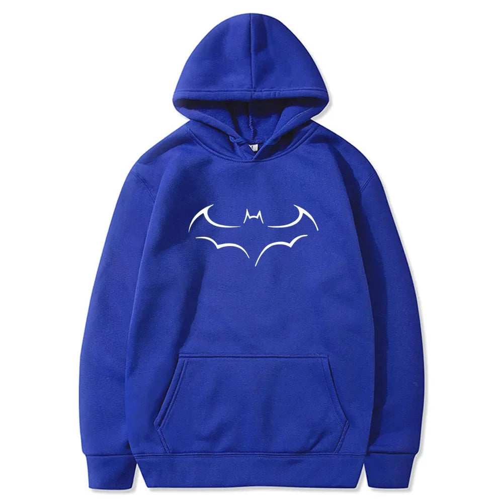 Sudadera con capucha estampada de murciélago para hombre, holgada y casual, primavera y otoño, sudaderas con capucha Streetwear
