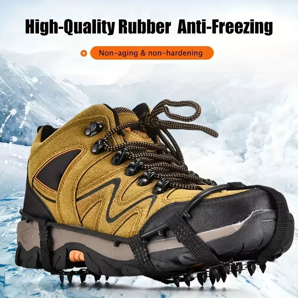 Griffe de glace antidérapante à 24 dents – couvre-chaussures de glace et de neige, adapté à la randonnée, à l'escalade, à la marche, à la course et à la chasse