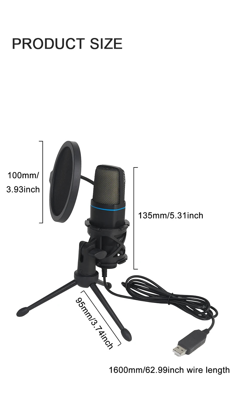 Microphone USB à condensateur RGB – Micro filaire pour gaming, podcast et streaming sur PC et laptop