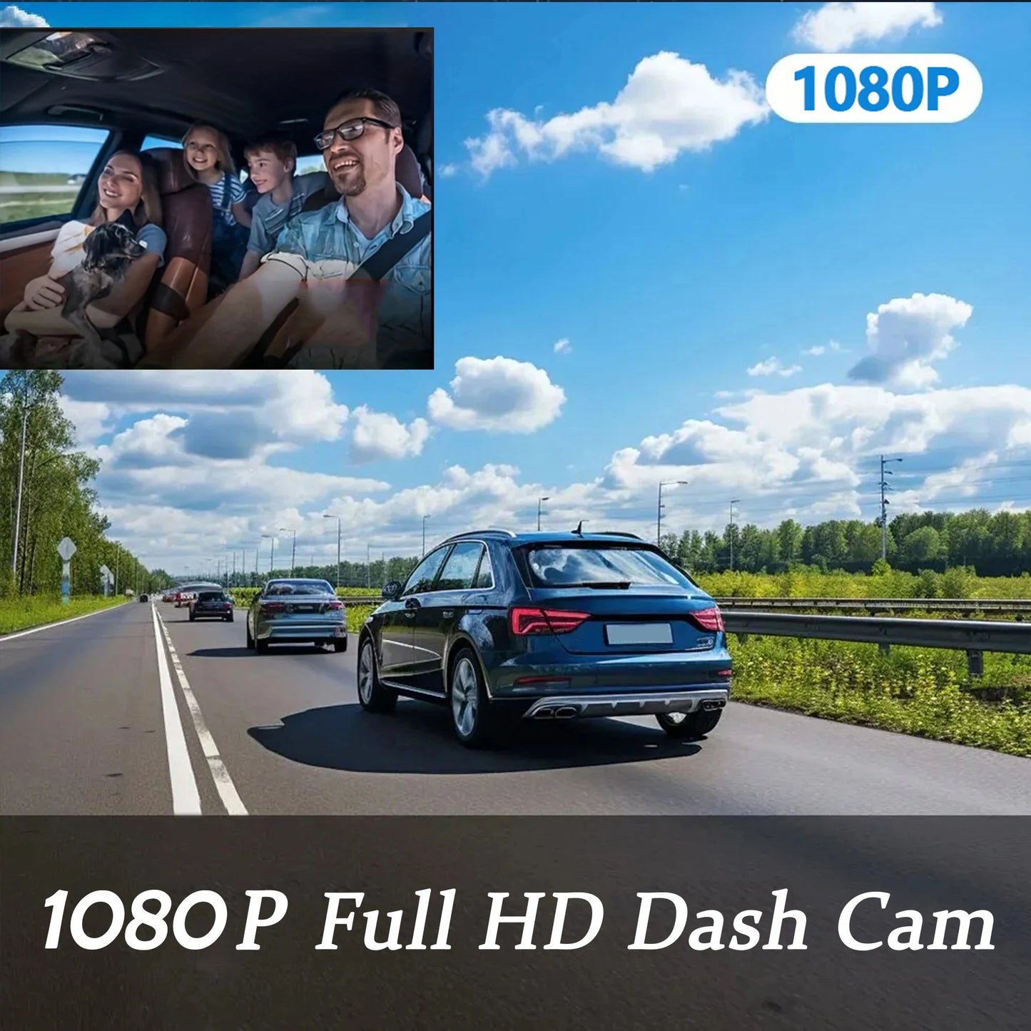 Dashcam Double Objectif FHD 1080P Cabine — Mini DVR Boîte Noire Intérieur