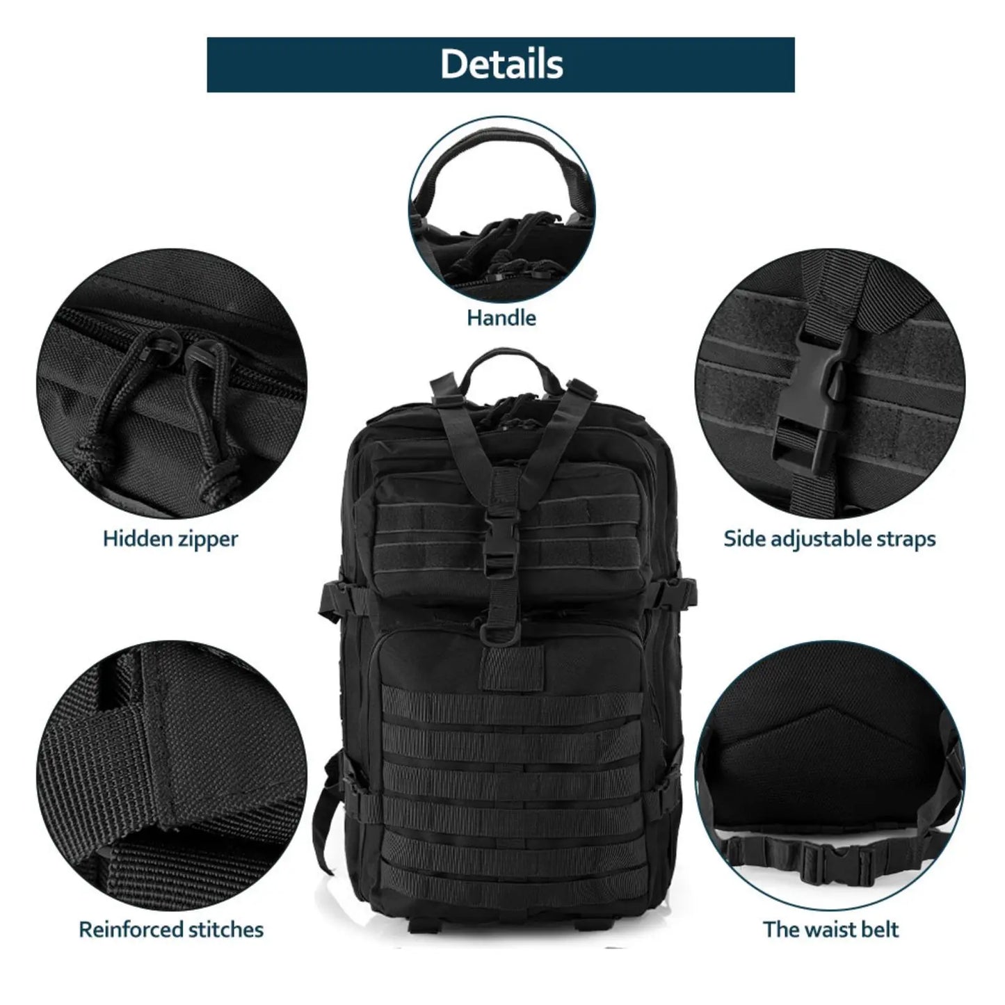 25L/50L robuste en Nylon imperméable à l'eau tactique sport Trekking pêche chasse Camping randonnée sac à dos sacs à dos en plein air