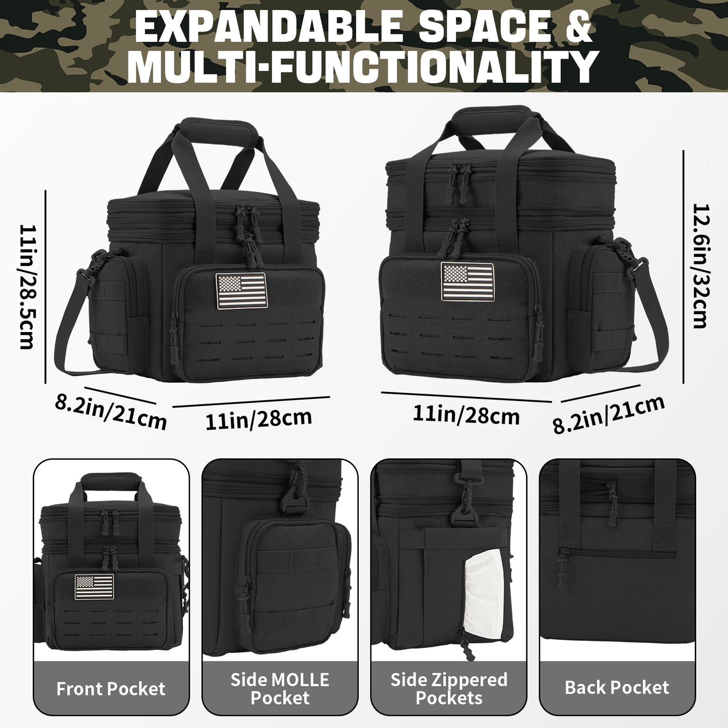 Boîte à déjeuner tactique 18L pour hommes, sac isotherme extensible et robuste, sac thermique étanche, travail Camping pique-nique en plein air