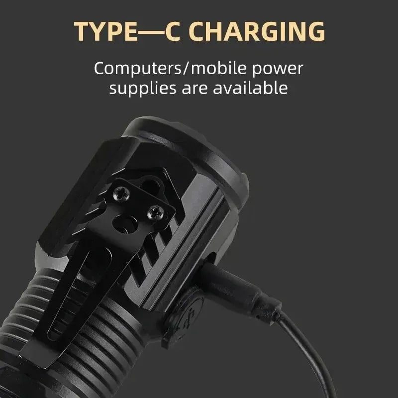 Lampe de poche LED Rechargeable à lumière forte, multifonctionnelle pour longue portée, Mini lampe de poche Portable pour l'extérieur et la maison, lumière à Clip pour capuchon