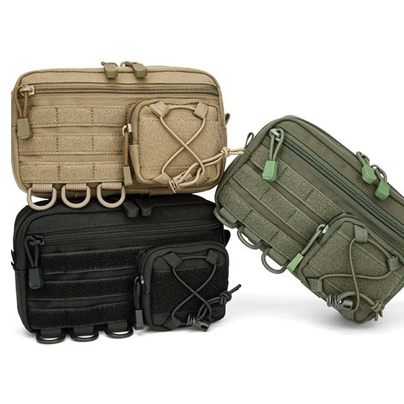 Pochette d'administration horizontale tactique Molle avec poche avant à cordon, pochette modulaire EMT, sac de rangement utilitaire EDC, sac de taille d'extérieur