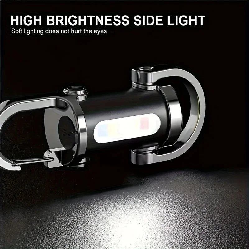 Mini Lampe de Poche Porte-clés Rechargeable COB — Camping, Randonnée & Urgence