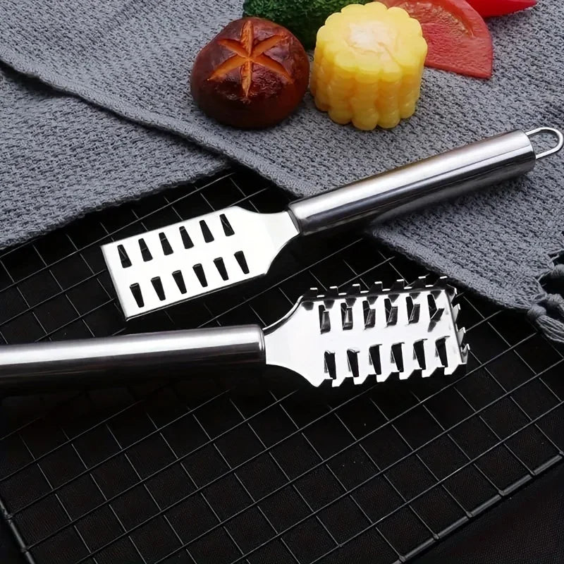 OYOO-Grattoir à écailles de poisson à double rangée en acier inoxydable, chaîne multi-usages, couteau de détartrage, outil de brosse à poisson, 1PC