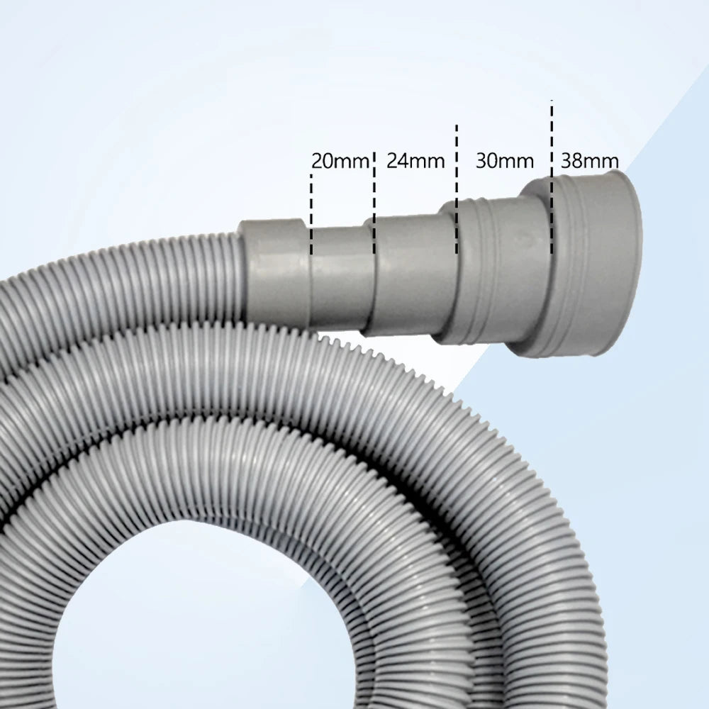 Washing Machine and Dishwasher Drain Hose Kit, including Flexible Corrugated Hose, Extension Adapter and Hose Clamp, 1 Piece