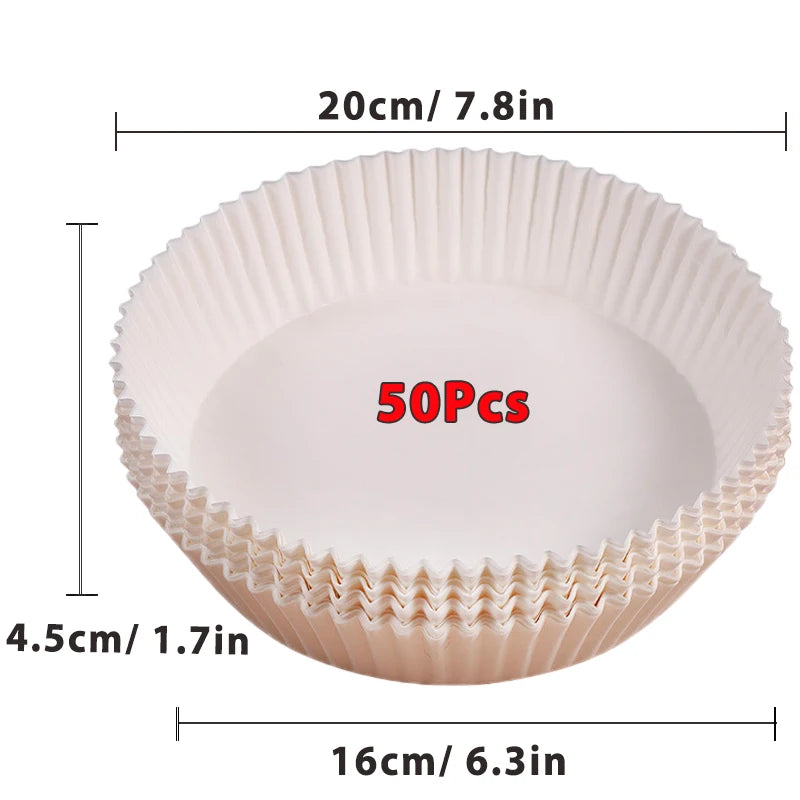 Papel antiadherente para freidora de aire y pollo, papeles redondos para hornear, revestimientos de papel, accesorios de cocina, 50 piezas, 100 piezas