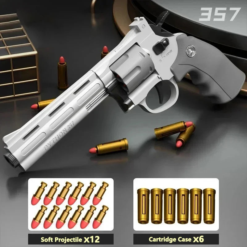 Lanzador de revólver ZP5 357 de tiro continuo, pistola de dardos suaves, juguete para niños y adultos, arma de juego al aire libre