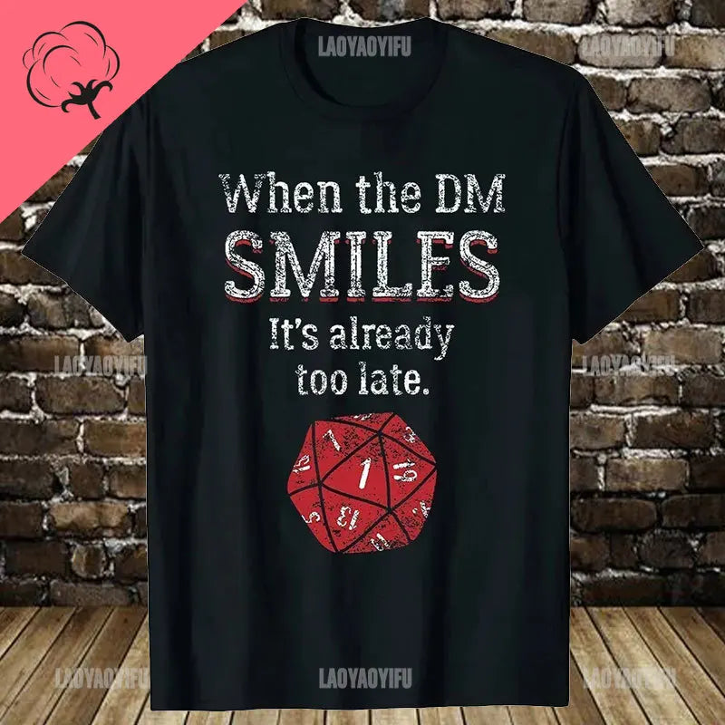 T-shirt rétro en coton pour homme — streetwear, vintage, gamer, donjons, dés, dragon, cadeaux été