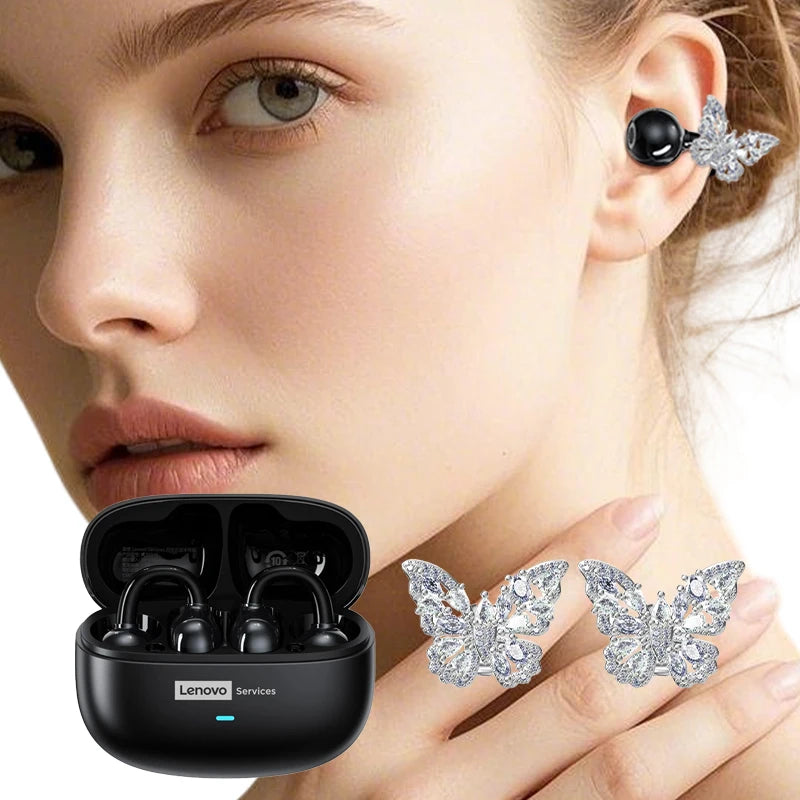 Auriculares Lenovo LE302 HIFI estéreo deportivos de clip abierto, Bluetooth 6.0 con cancelación de ruido y batería de larga duración