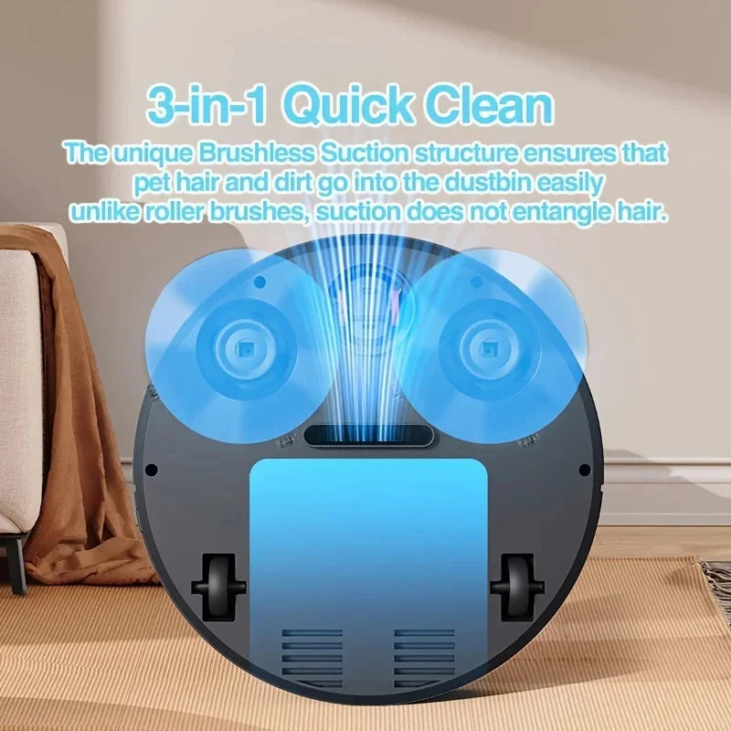 Nouveau robot aspirateur intelligent 3-en-1 2026, puissance d'aspiration 4000 Pa, machine de nettoyage domestique entièrement automatique, charge USB, aspirateur intelligent