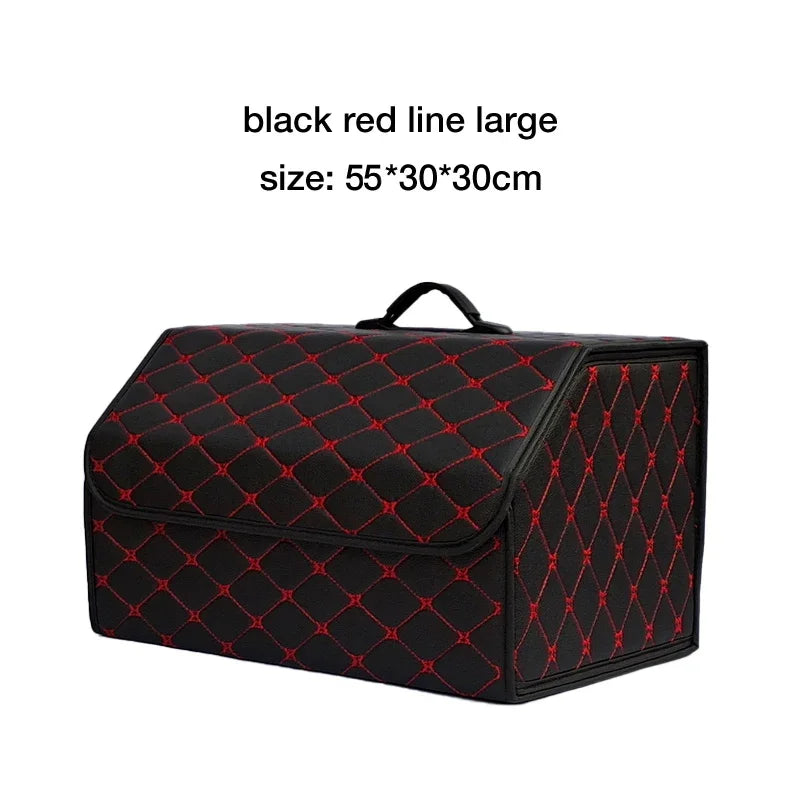 Caja de almacenamiento para maletero de coche, de gran capacidad, herramientas multiusos para automóvil, bolsa de almacenamiento, almacenamiento, cuero, plegable para emergencia