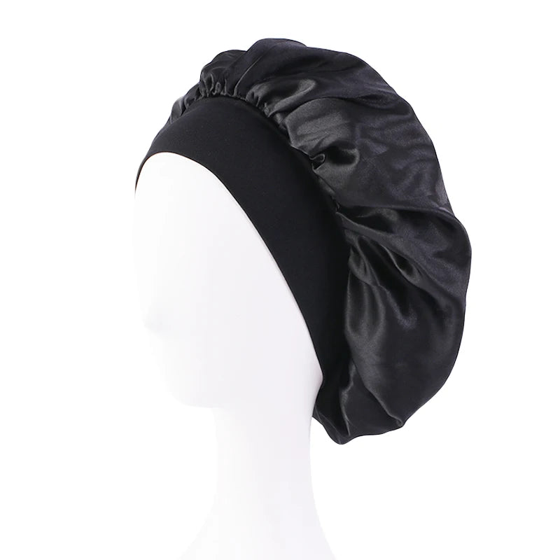 Bonnet de nuit en Satin à large bord, Bonnet soyeux, enveloppe de cheveux pour dormir, avec bande élastique souple, outil d'emballage des cheveux, nouvelle collection