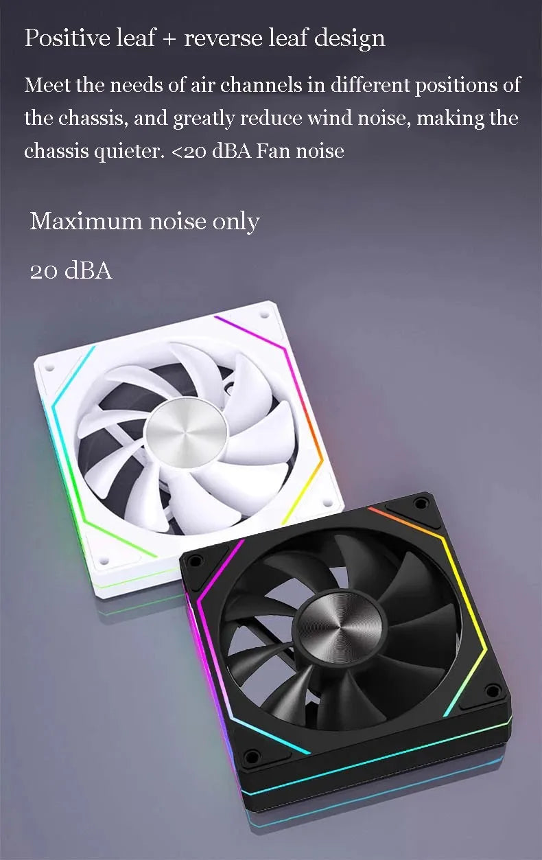 Ventilateur de boîtier PC ARGB LDPCSJ Prism 4RS 120 mm avec design miroir infini, synchronisation avec la carte mère, ventilateur de refroidissement CPU PWM 4 broches