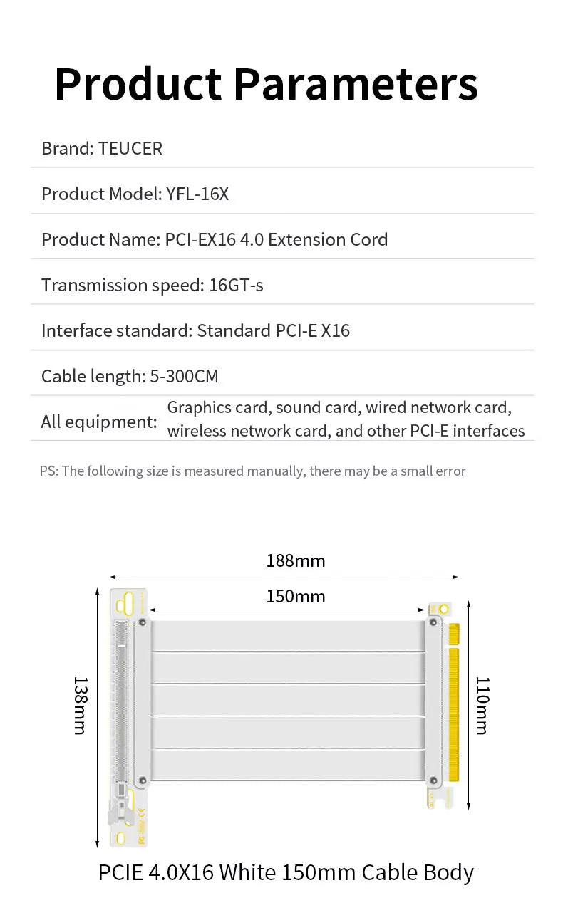 Teucer support de montage GPU Vertical support de carte graphique PC PCI-E 3.0/4.0x16 Anti-interférence Flexible 90 °   Câble d'extension