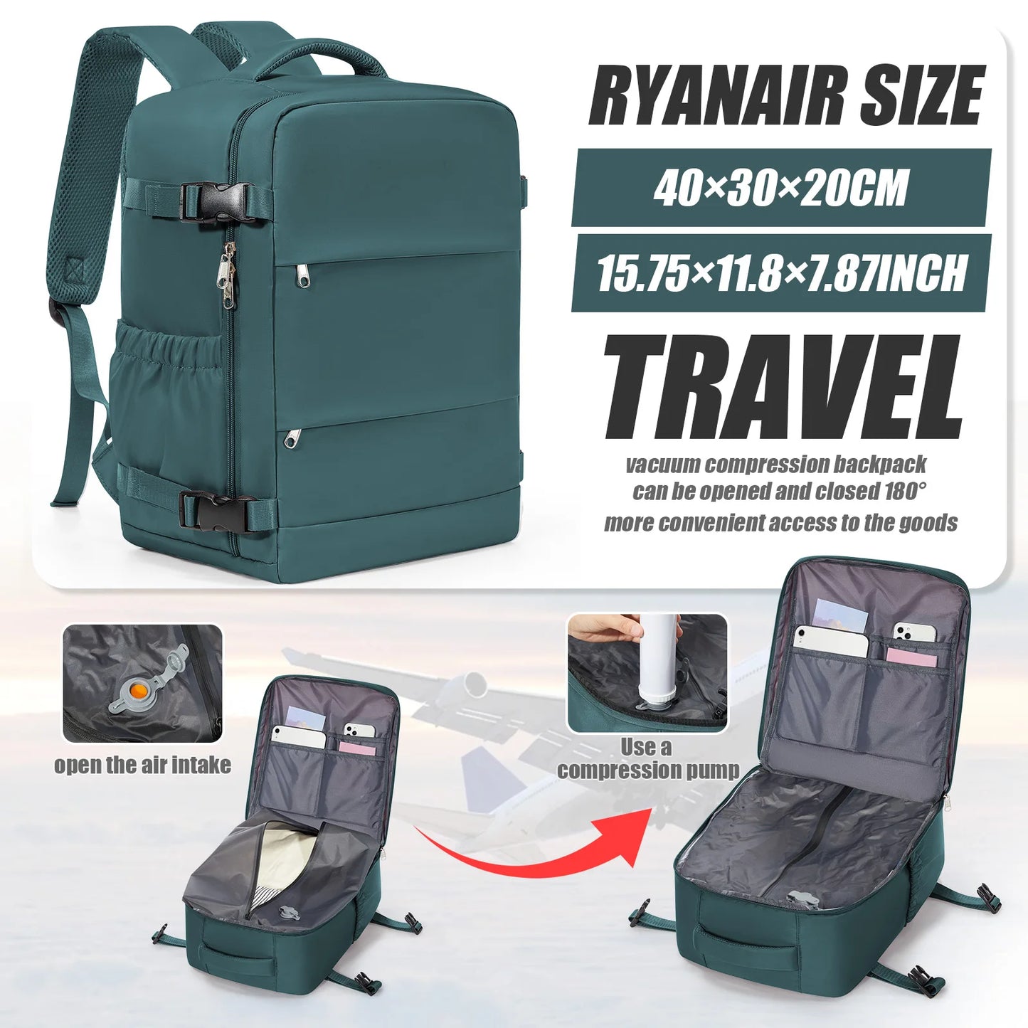 Sac à Dos Voyage Cabine Avion 40x30x20 — Ordinateur 15,6" Loisirs Homme
