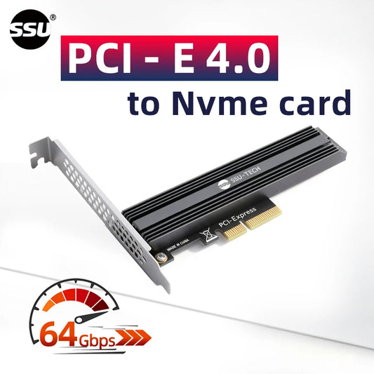PC de bureau SSU M.2 NVMe SSD vers carte adaptateur PCIe 4.0 64Gbps m-key PCIe 4.0 X4 compatible avec PCI-E 4.0/3.0