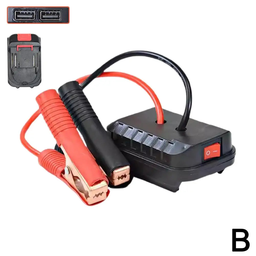 Convertisseur de batterie au lithium pour voiture — clip de chargeur, démarreur d'urgence, adaptateur de câble