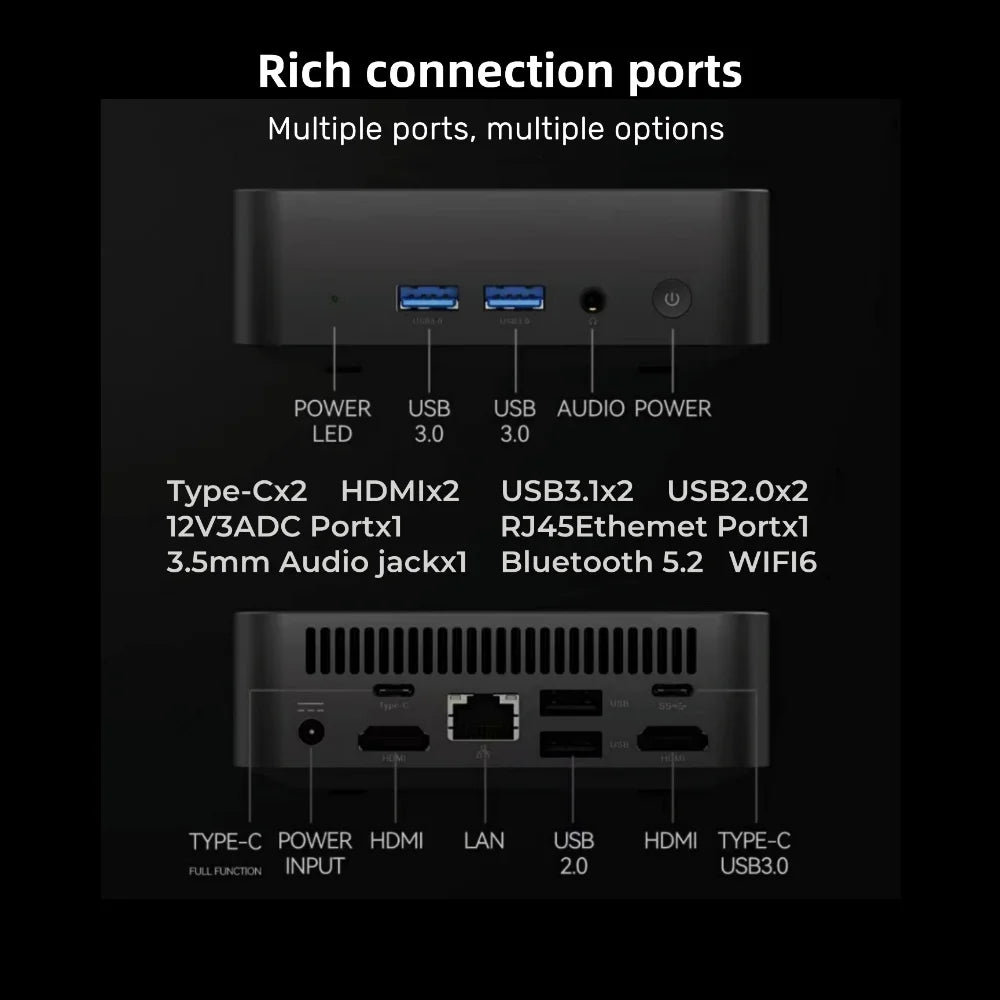 Mini PC Intel Core i9-10980HK / N150 Windows 11 — 16/32 Go RAM, SSD 256Goà 2To, WiFi 6, 4K