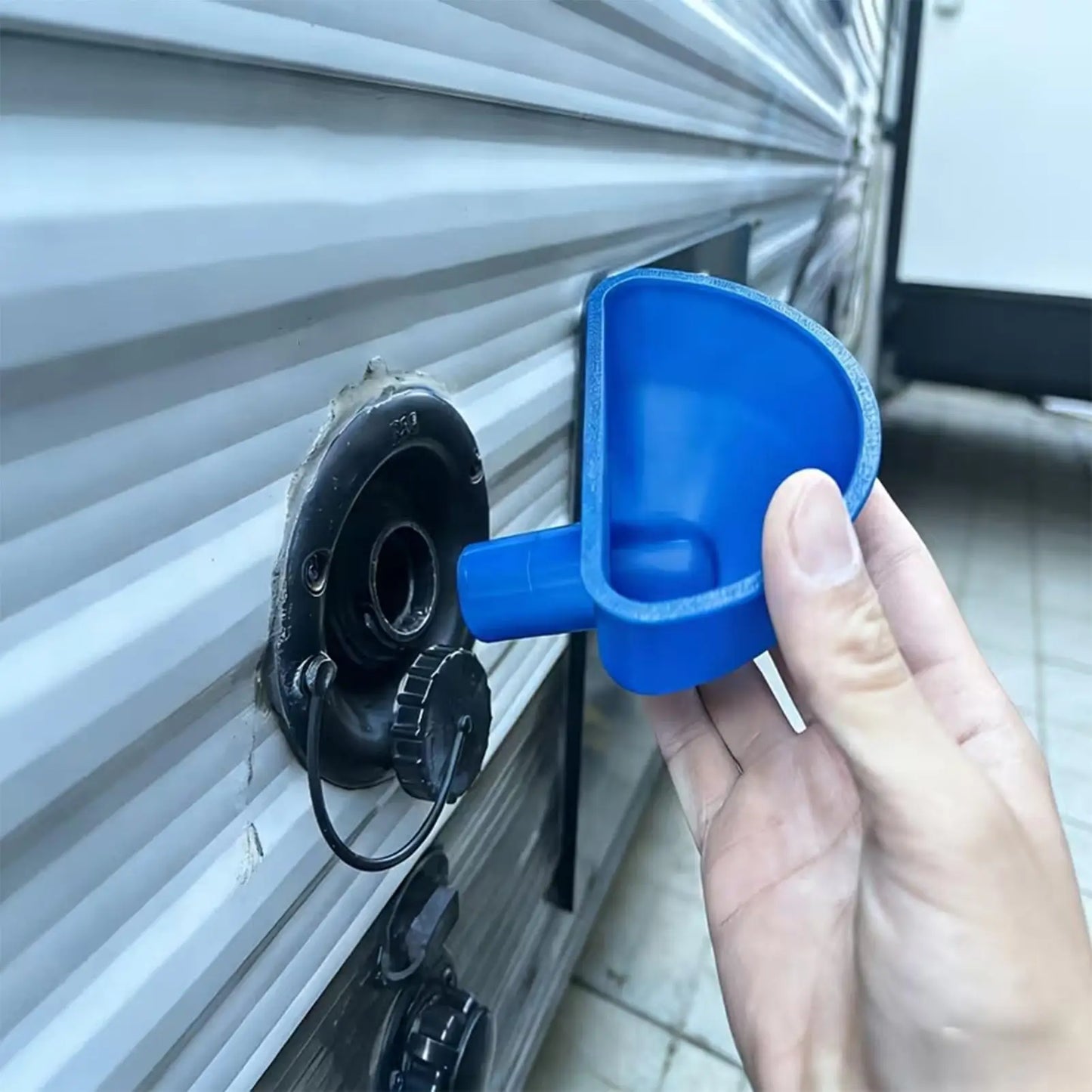 Entonnoir d'arrivée d'eau pour camping-car imprimé en 3D, anti-débordement, à large ouverture, pour remorque, fourgon, camping-car, camping et voyages routiers