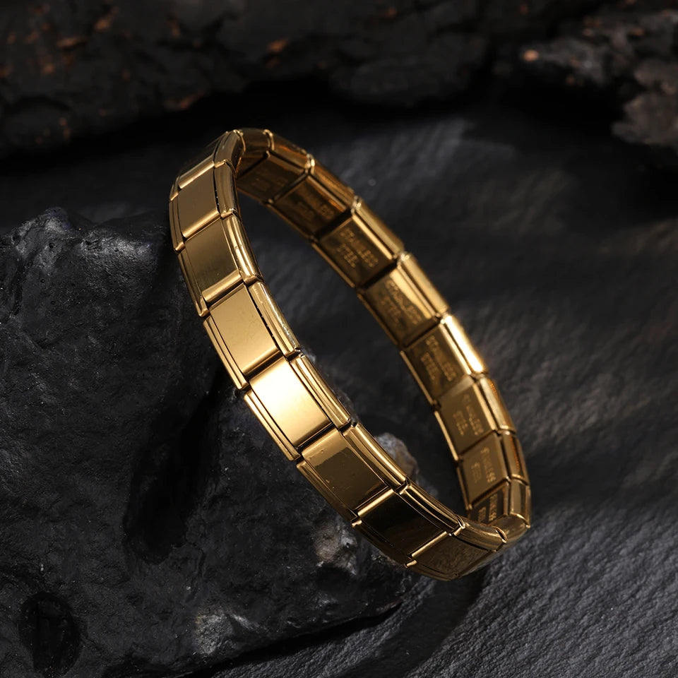 ChimSquare-Italian Stainless Steel Bracelets for Women and Men, Birthday Party Jewelry, Hiphop, Metal Skeleton, Stretch Gift