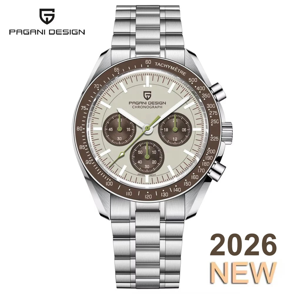 Montre à quartz de luxe pour hommes — chronographe VK63, miroir saphir AR, lumineuse, cadeau 2025
