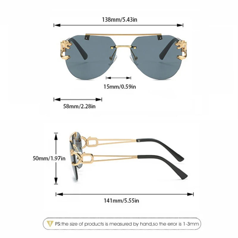 Lunettes de soleil vintage sans monture pour femmes — mode, nuances respirantes, 2023