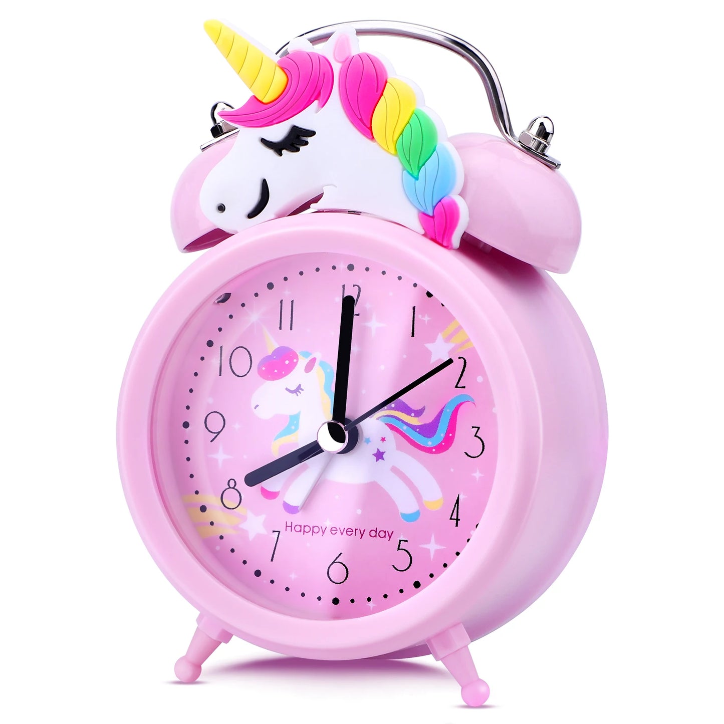 Unicornio para despertador infantil, despertador luminoso, reloj de doble campana con retroiluminación, despertador, bonito reloj de escritorio, decoración del hogar, despertador, radio despertador, regalos para niños