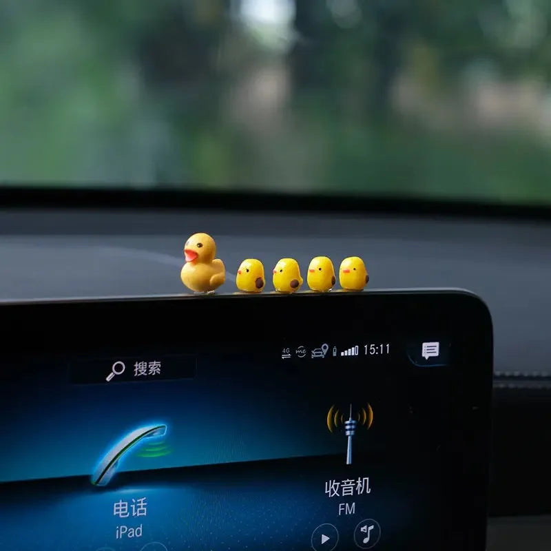 Mini canards mignons, 5 pièces, décoration intérieure de voiture, rétroviseur automatique, ornements de tableau de bord pour femme et homme, cadeau, accessoires de voiture