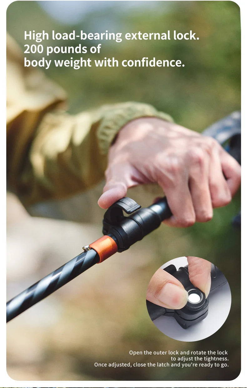 Naturehike – bâtons d'escalade ultralégers, pliables, pour l'extérieur, en Fiber de carbone, à verrouillage rapide