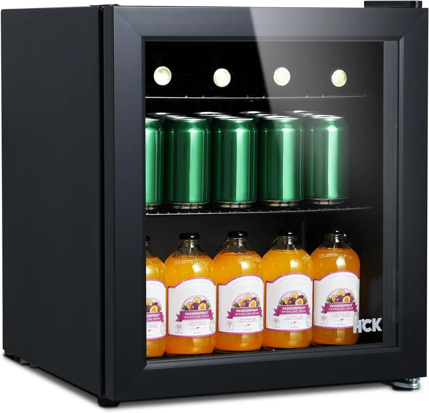 Mini frigo silencieux 48L — 0-15°C, porte vitrée transparente, mini bar, cuisine, noir