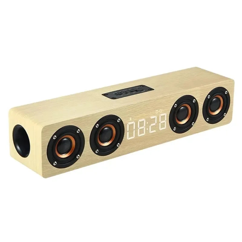 W8C – retro wooden soundbar, wireless Bluetooth speakers, tabletop computer horn, portable heavy bass, stereo surround music sound