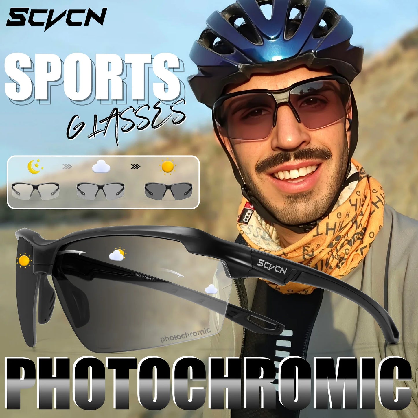 Lunettes de cyclisme photochromiques UV400 — sports de plein air, course, VTT, vélo de route, hommes et femmes