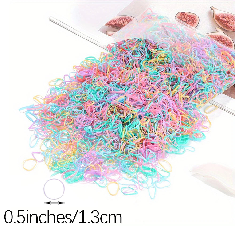 Attaches à cheveux colorées pour filles — porte-queue de cheval, enfants, accessoires, 500/1000/2000 pièces