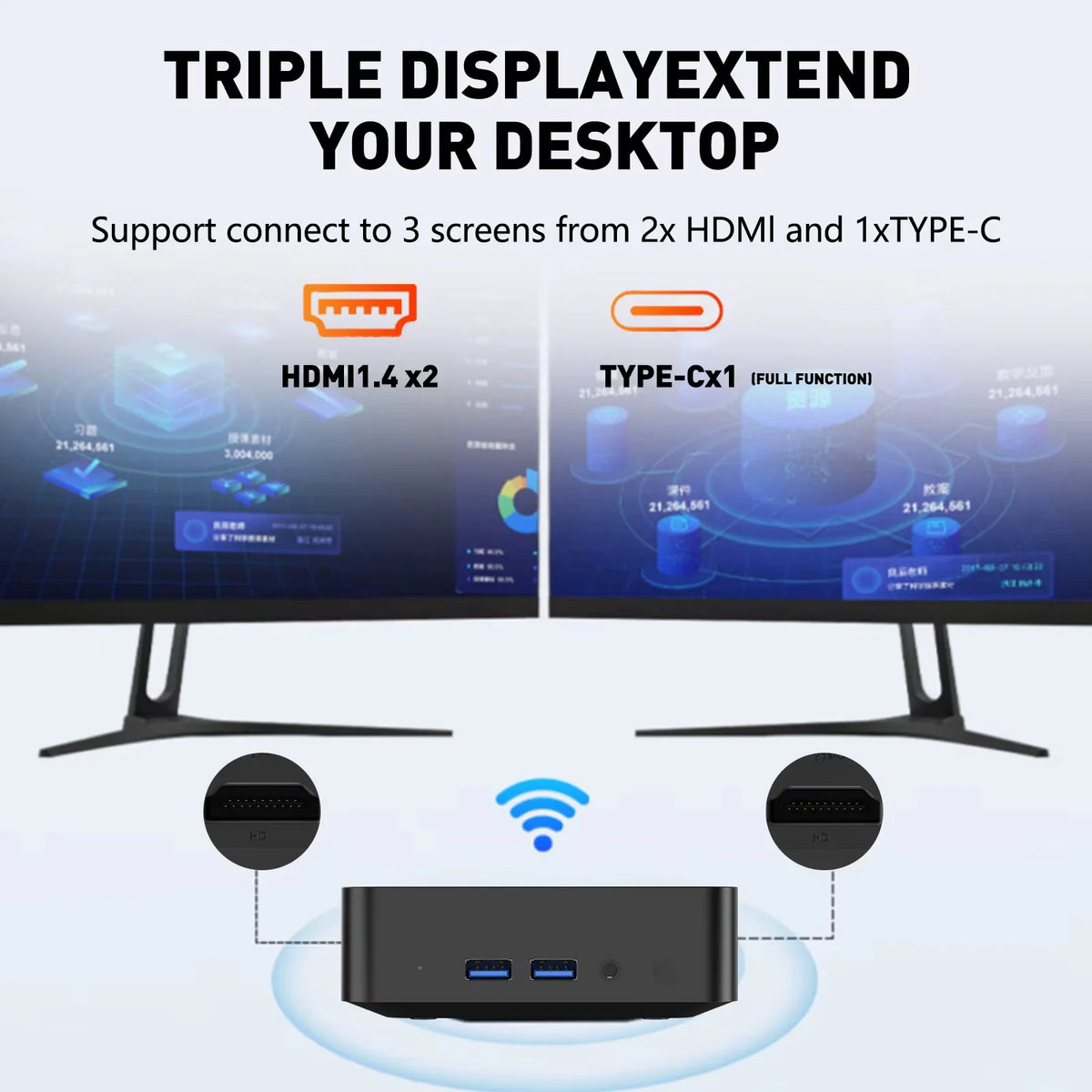 Mini PC Gaming Intel Core i9-10980HK / i3-6100U Windows 11 — 16/32 Go RAM, SSD 256Goà 2To, WiFi 6, 4K