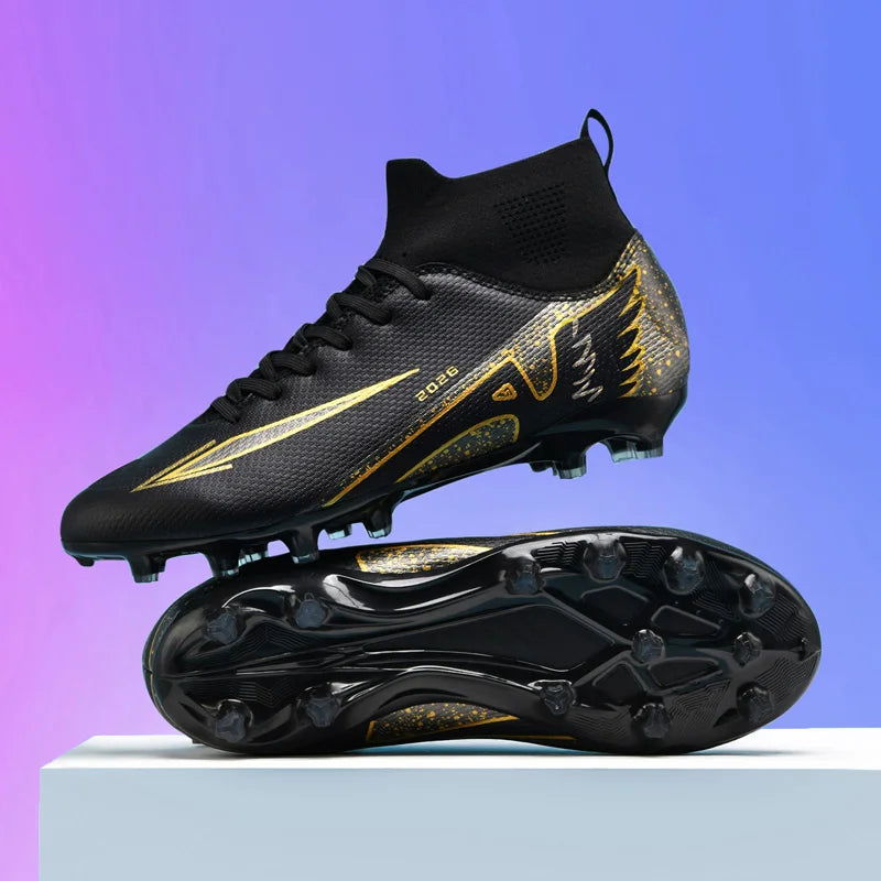 wrfskm Chaussures de Football Futsal Homme FG Montantes — Cuir Verni, Semelle TPR EU 31–48