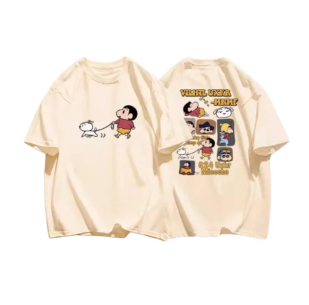 T-shirt décontracté oversize imprimé 100% coton — dessin animé, été 2026, adultes, enfants, Y2K