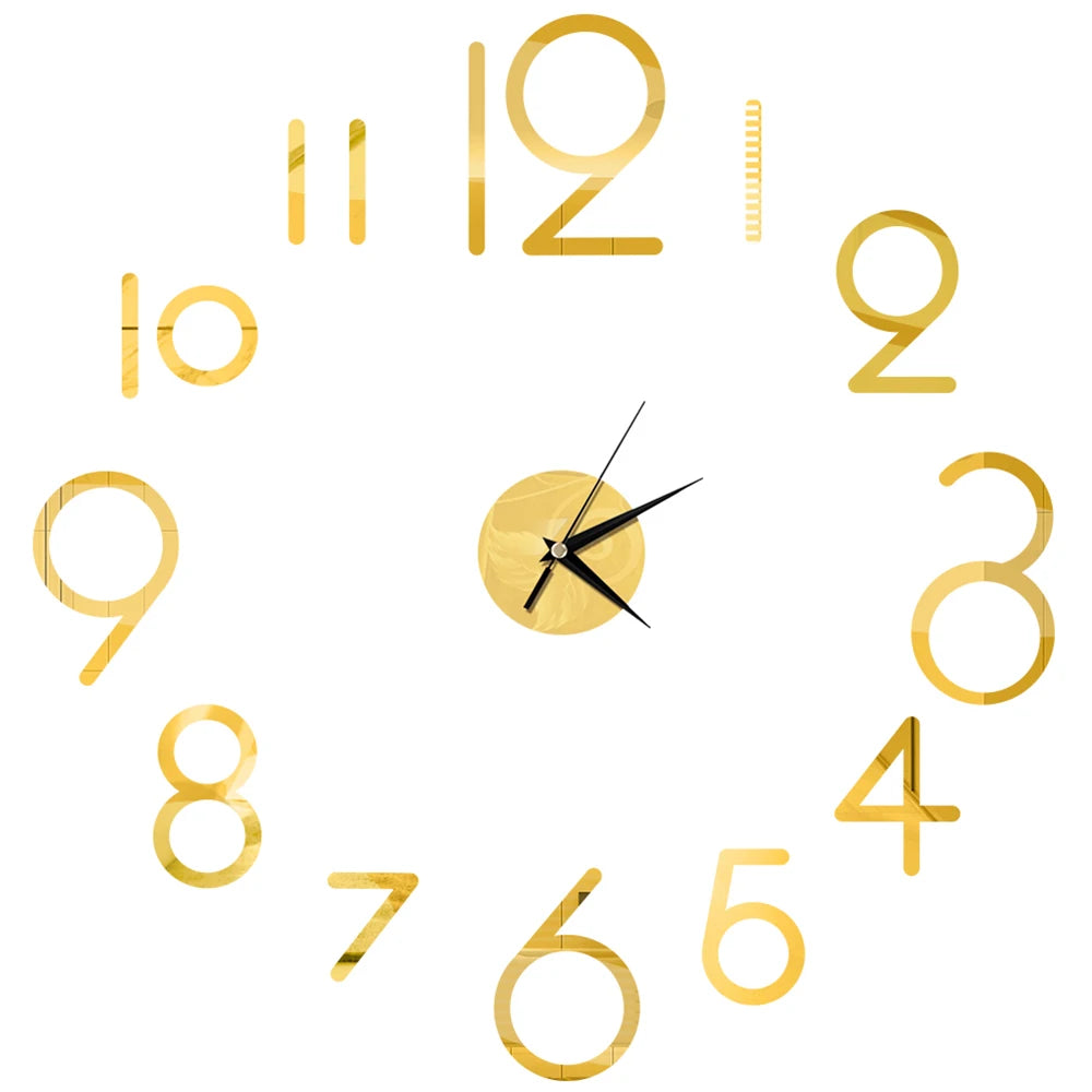 Creative Frameless Wall Clock, Silent Wall Sticker for Home, Acrylic Mirror Sticker, Wall Decor for Living Room and Office, DIY