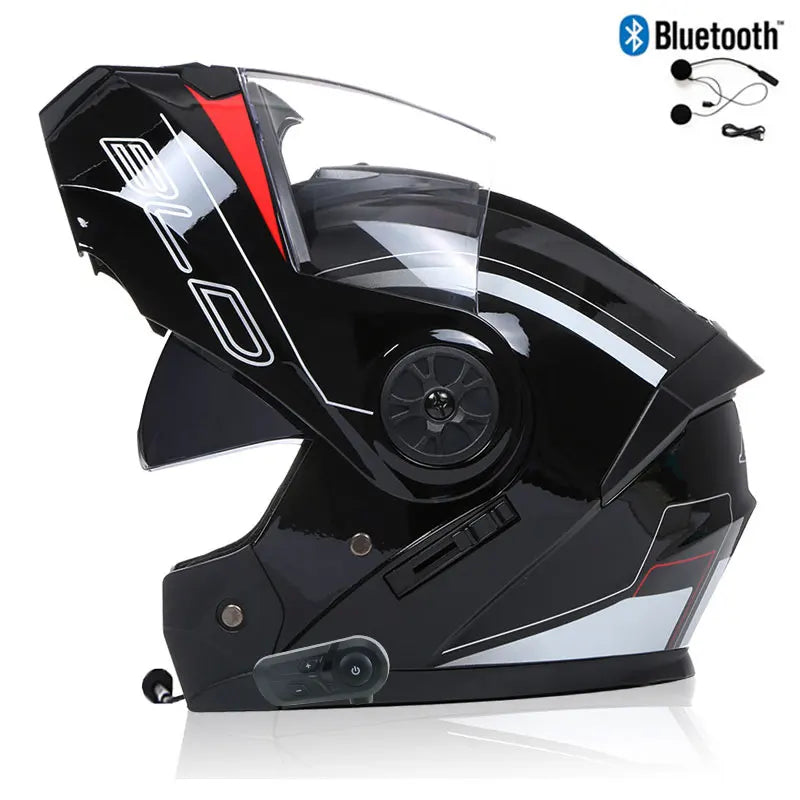 Casque Moto Bluetooth Intégral Homme — Motocross Rabattable Certifié DOT
