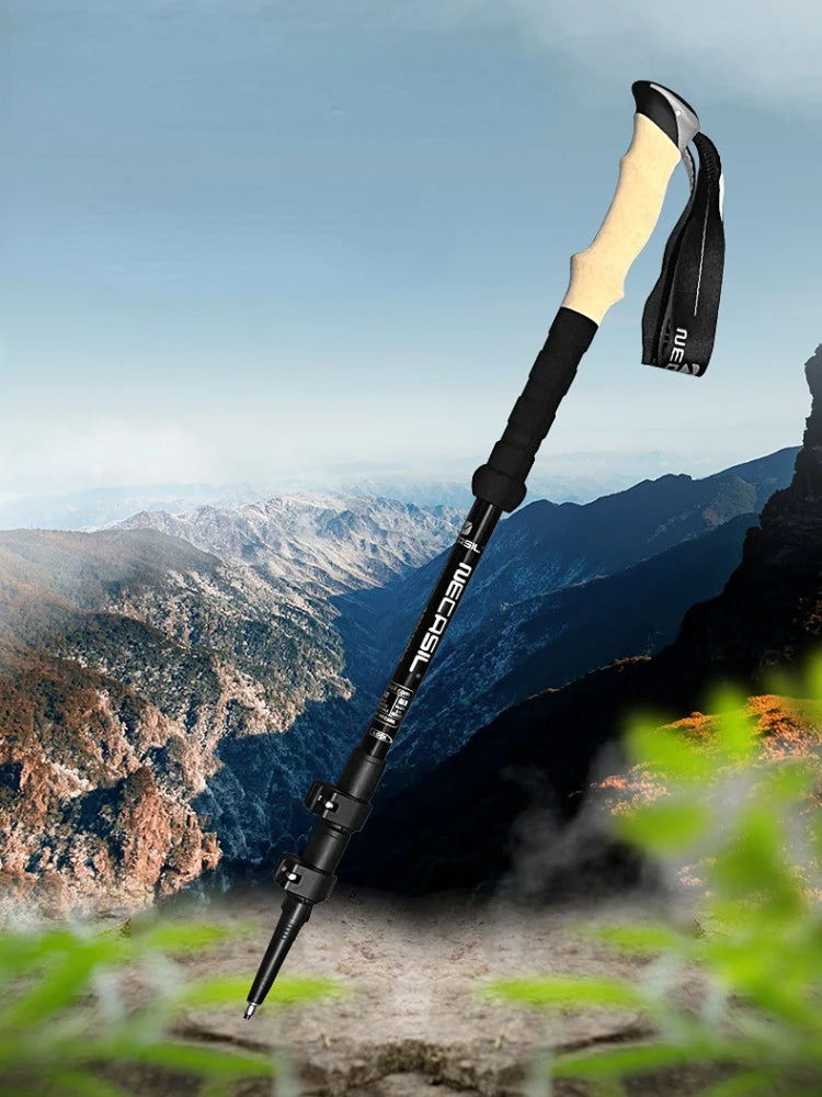 1 pièces en aluminium randonnée en plein air Anti choc bâtons de marche télescopique Trekking bâtons d'escalade ultralégers cannes de marche 135CM