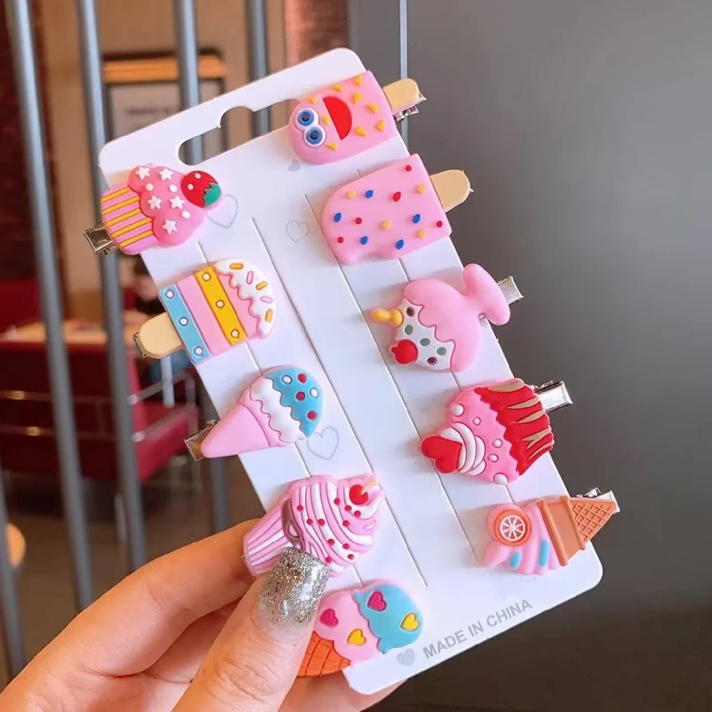 Pinzas de pelo de unicornio de dibujos animados para niñas, bonitas horquillas para el pelo para niños, diadema de helado, pinzas para el pelo, accesorios de moda, nuevo juego de 10 unidades